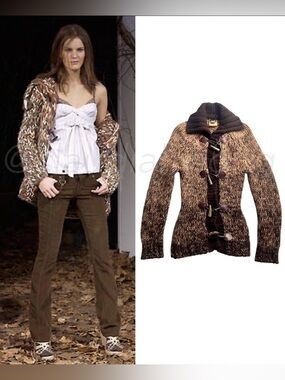 Vintage DOLCE & GABBANA D&G F/W 2002 Marled Knit Ombre Toggle Cardigan in Brown